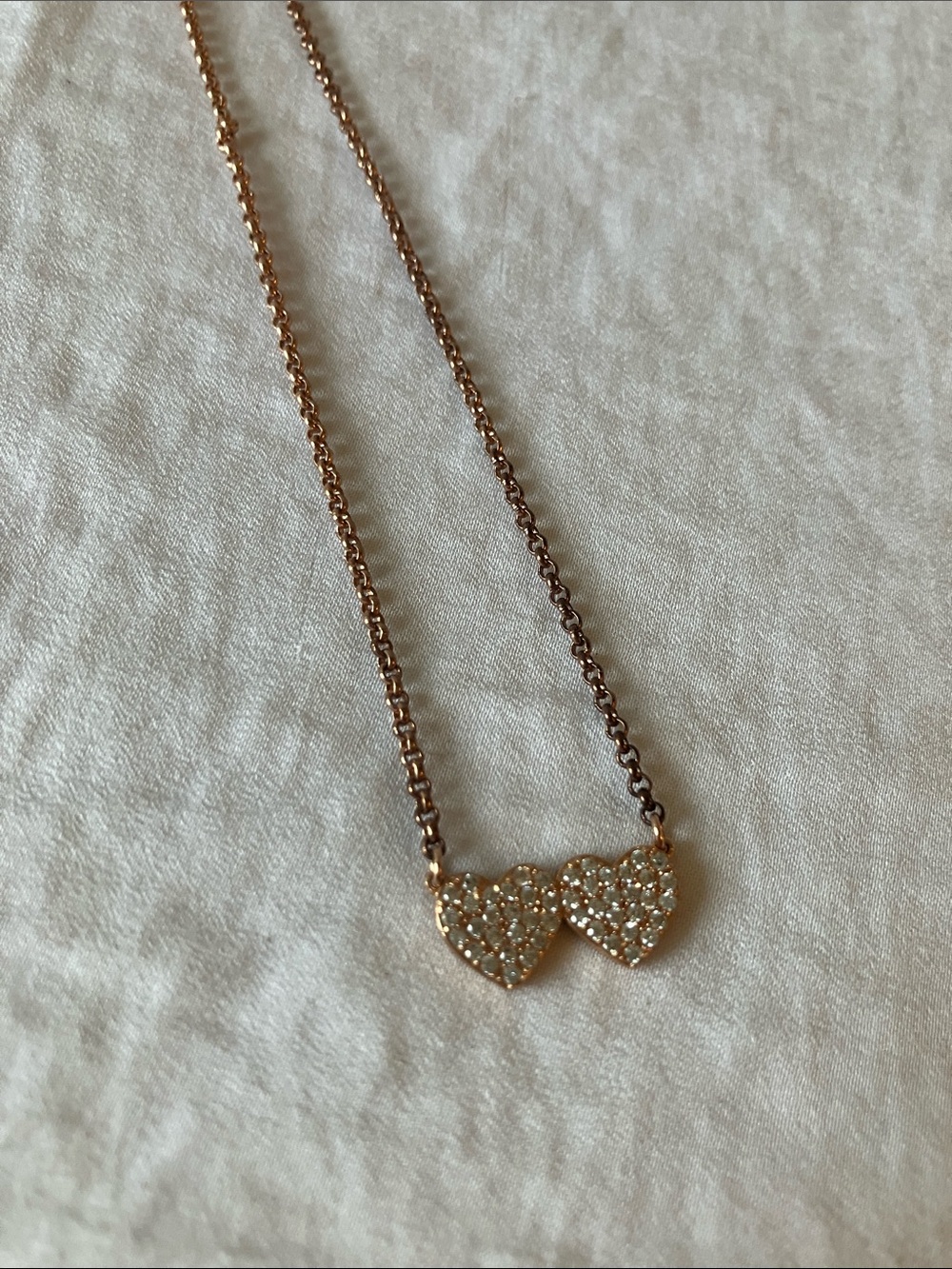 Kate Spade: Rose Gold “Truly Pave Twin Heart” Necklace